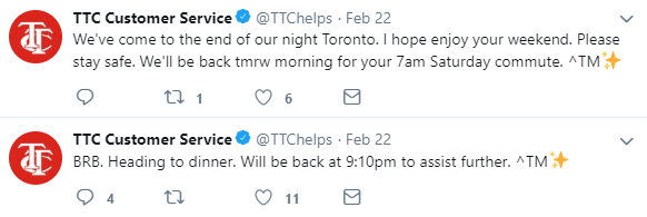 Tweet TTC Customer Service